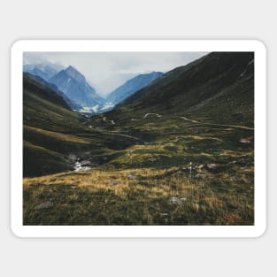 Road Winding Through Swiss Mountain Valley Sticker